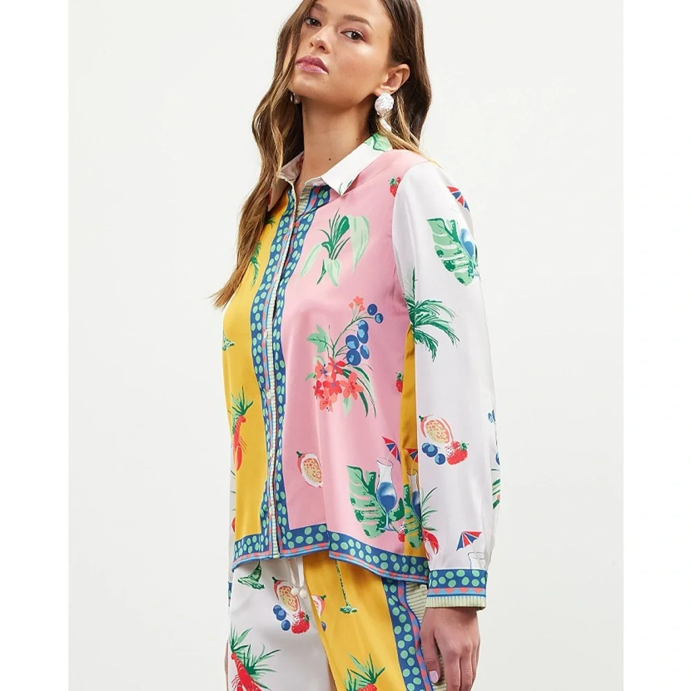 Skies are Blue Curvy printed long sleeves resort silky size 2X - Picture 3 of 10